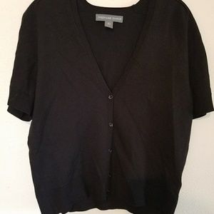 Black dressy short sleeve sweater cardigan silk